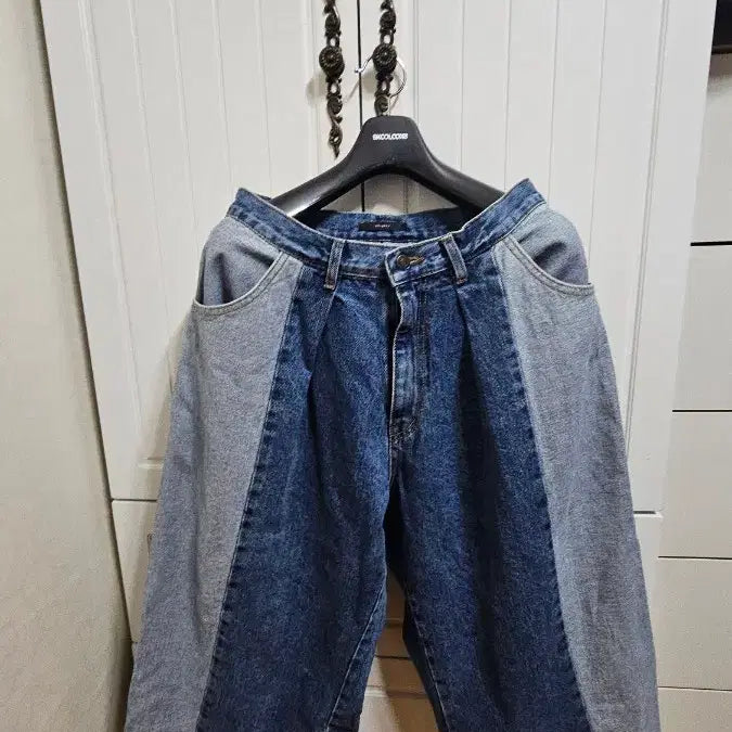 [BUNJANG] All Rights Two-Tone Wide Denim Pants / 올라이츠 투톤 와이드 데님 팬츠