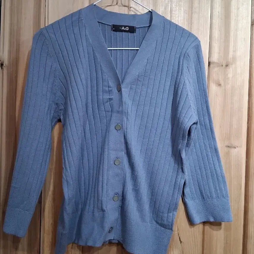 [BUNJANG] AtG Blue Ribbed Knit Cardigan / AtG 블루 골지 니트 가디건(새옷55)