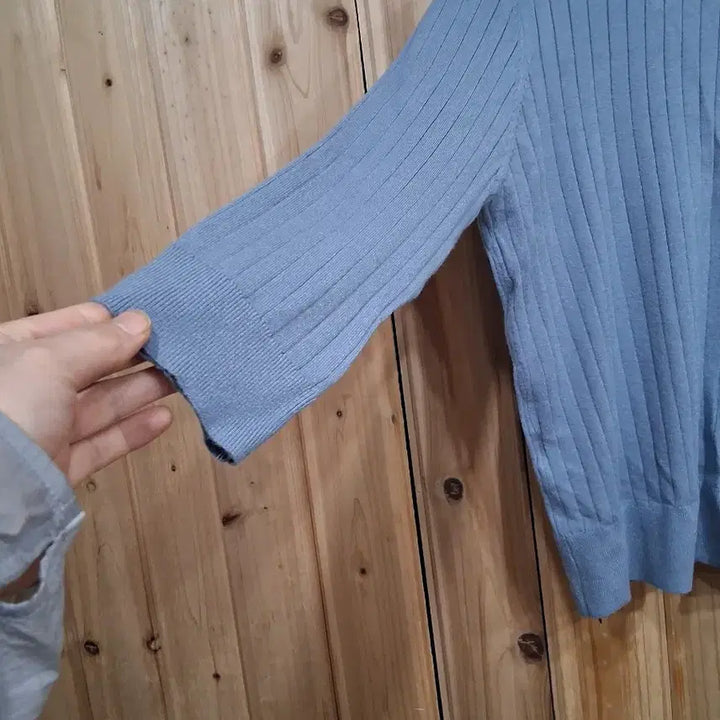[BUNJANG] AtG Blue Ribbed Knit Cardigan / AtG 블루 골지 니트 가디건(새옷55)