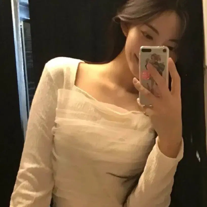 [BUNJANG] Zaenio Anne Square Neck Sheer T-Shirt / zaenio 제니오 안느 스퀘어넥 티