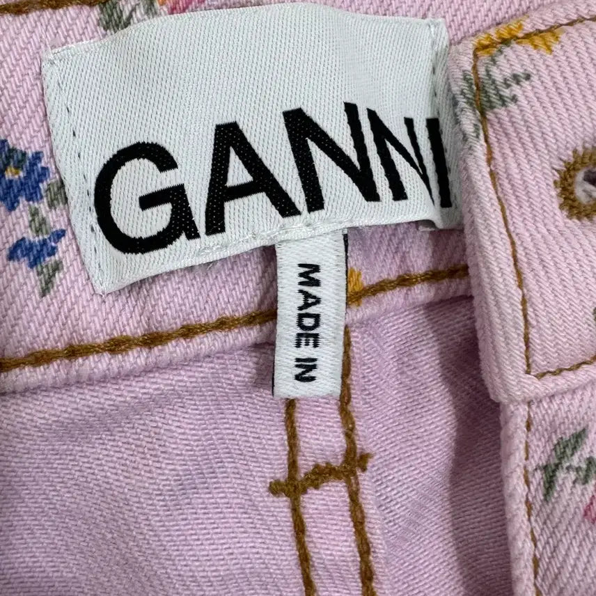 [BUNJANG] GANNI 가니 핑크 플라워 데님 팬츠 24 / GANNI 가니 핑크 플라워 데님 팬츠 24