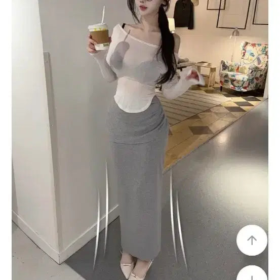 [BUNJANG] Soon Neu Bonggeut 2-Tier Pleated Maxi Long Skirt / 순느 봉긋 이너프 2단 핀턱 맥시 롱스커트
