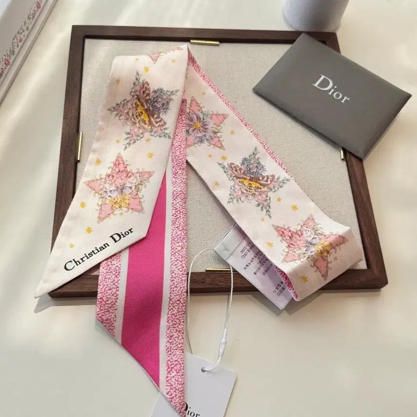 [BUNJANG] Dior Mitzah Scarf Pink Flower / 디올 미차 스카프 핑크 플라워