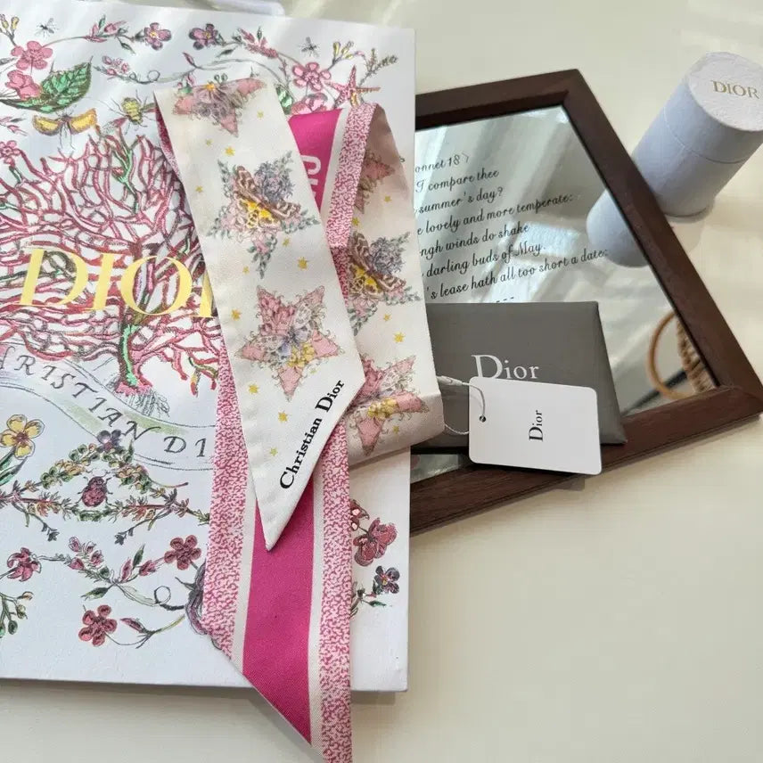 [BUNJANG] Dior Mitzah Scarf Pink Flower / 디올 미차 스카프 핑크 플라워