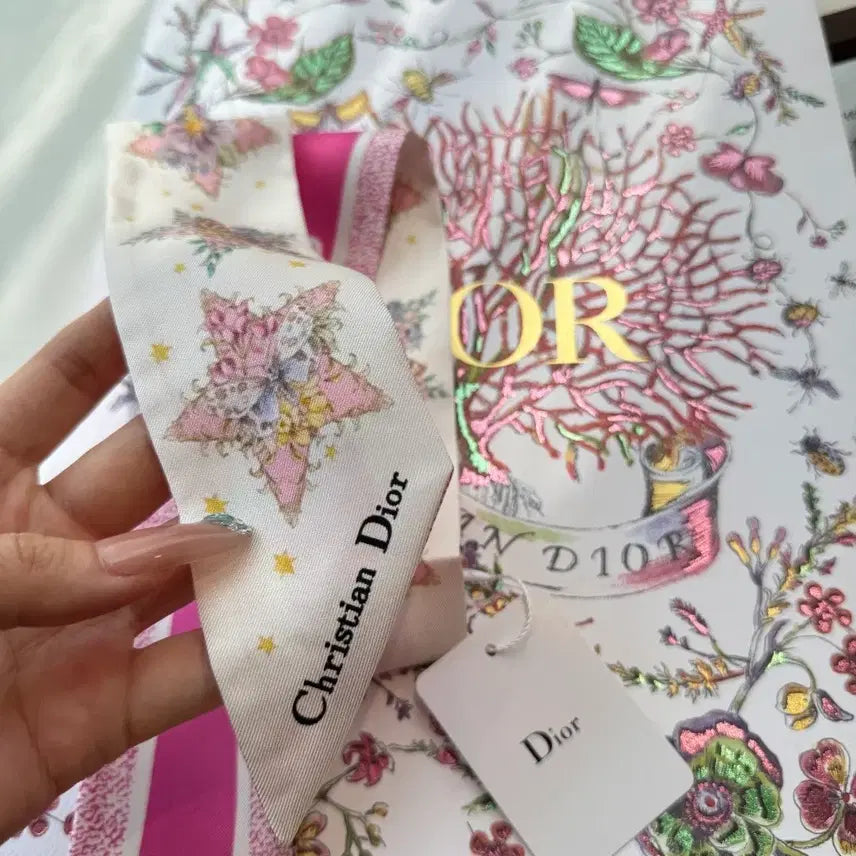 [BUNJANG] Dior Mitzah Scarf Pink Flower / 디올 미차 스카프 핑크 플라워