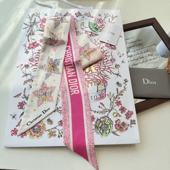 [BUNJANG] Dior Mitzah Scarf Pink Flower / 디올 미차 스카프 핑크 플라워