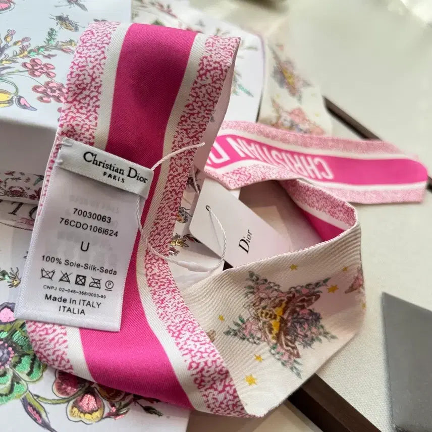 [BUNJANG] Dior Mitzah Scarf Pink Flower / 디올 미차 스카프 핑크 플라워