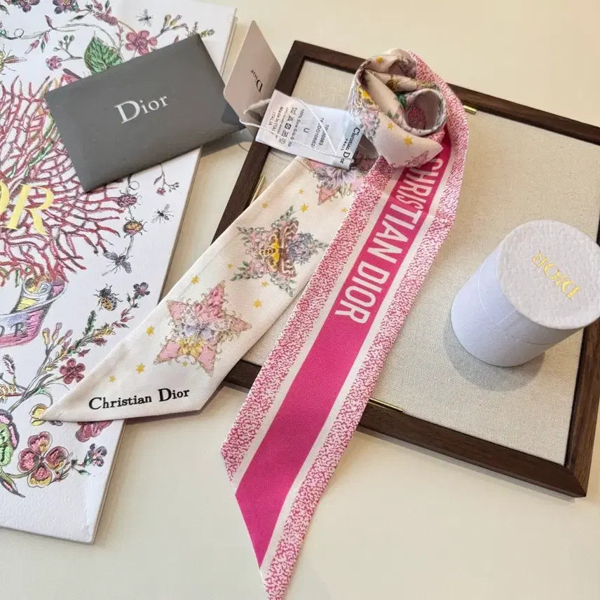 [BUNJANG] Dior Mitzah Scarf Pink Flower / 디올 미차 스카프 핑크 플라워