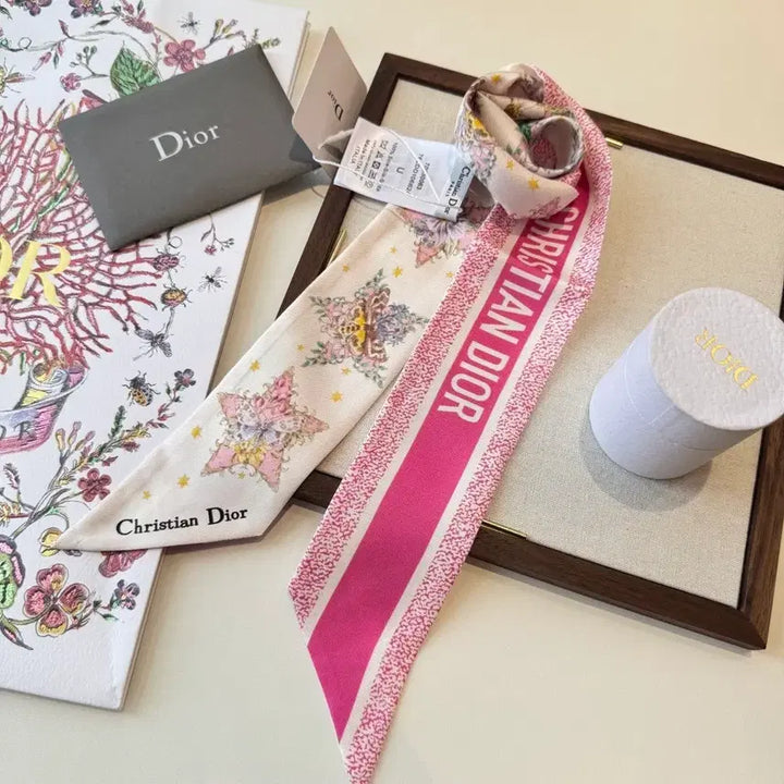 [BUNJANG] Dior Mitzah Scarf Pink Flower / 디올 미차 스카프 핑크 플라워