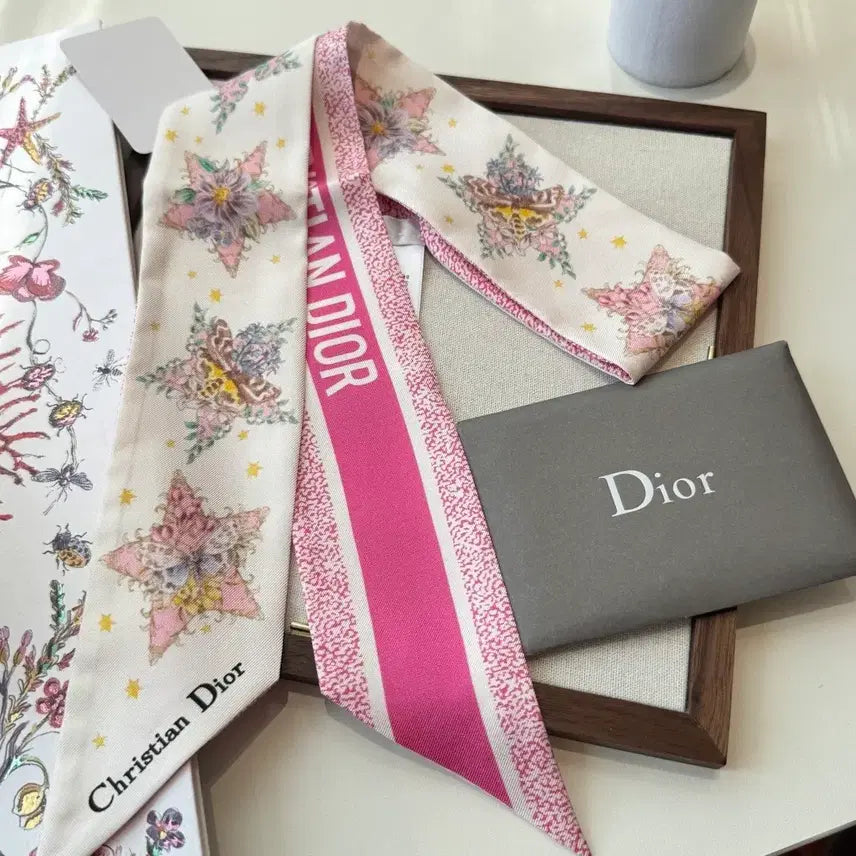 [BUNJANG] Dior Mitzah Scarf Pink Flower / 디올 미차 스카프 핑크 플라워