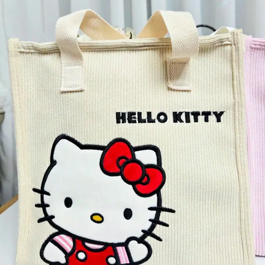 [BUNJANG] Hello Kitty My Melody Corduroy Tote Bag / 헬로키티 마이멜로디 코듀로이 토트백 새상품