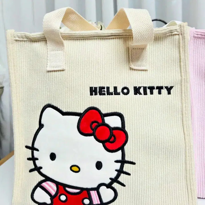 [BUNJANG] Hello Kitty My Melody Corduroy Tote Bag / 헬로키티 마이멜로디 코듀로이 토트백 새상품