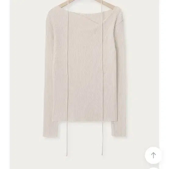 [BUNJANG] French Of Deld Tie One Shoulder Beige Knit Top / 프렌치오브 델드 타이 원숄더 긴팔 니트(베이지)