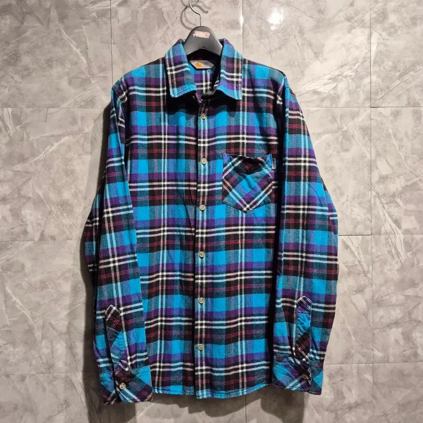 [BUNJANG] Carhartt Blue/Purple Checkered Shirt / 칼하트 블루/퍼플 체크 셔츠