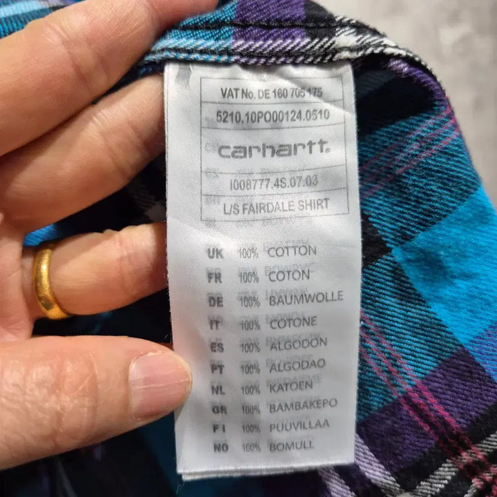 [BUNJANG] Carhartt Blue/Purple Checkered Shirt / 칼하트 블루/퍼플 체크 셔츠