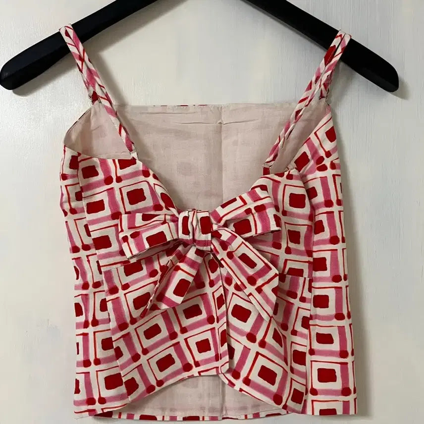 [BUNJANG] ZARA Sleeveless Ribbon Linen Top S / 자라 민소매 리본 린넨 탑 S