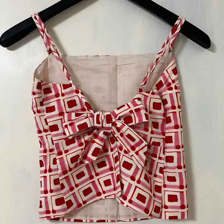 [BUNJANG] ZARA Sleeveless Ribbon Linen Top S / 자라 민소매 리본 린넨 탑 S