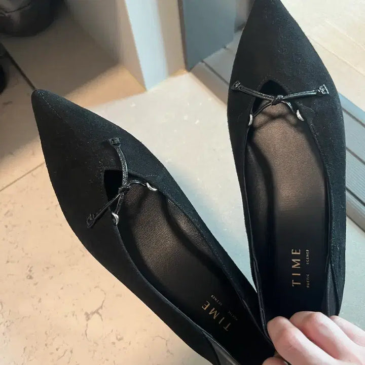 [BUNJANG] Time To Way Black Suede Flat Shoes (230) / 타임 투웨이 블랙 스웨이드 플랫 슈즈(230)