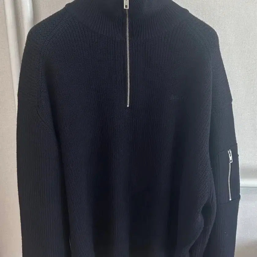 [BUNJANG] JUUN.J 25FW MA-1 Pocket Half Zip-Up Knit Pullover - Navy / (L) 25FW 준지 MA-1 포켓 하프집업 니트 풀오버 - 네이비