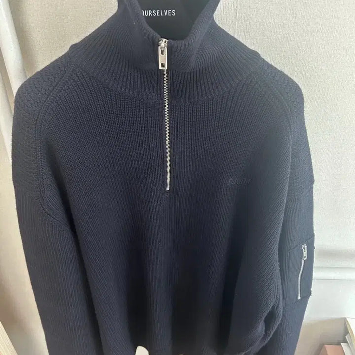 [BUNJANG] JUUN.J 25FW MA-1 Pocket Half Zip-Up Knit Pullover - Navy / (L) 25FW 준지 MA-1 포켓 하프집업 니트 풀오버 - 네이비