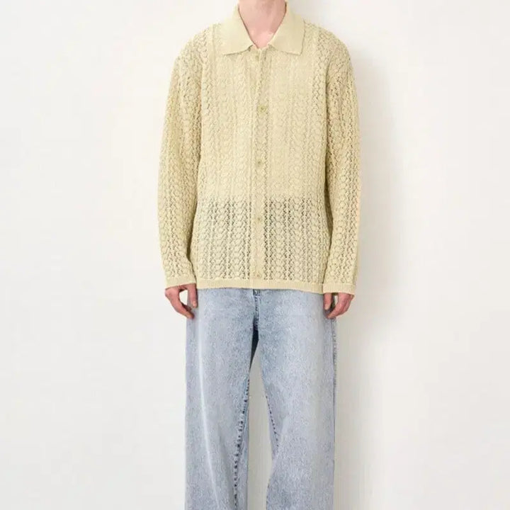 [BUNJANG] Time Homme Crochet Knit Cardigan (100) / 한섬 타임옴므 크로셰 니트 가디건 100사이즈. 새상품