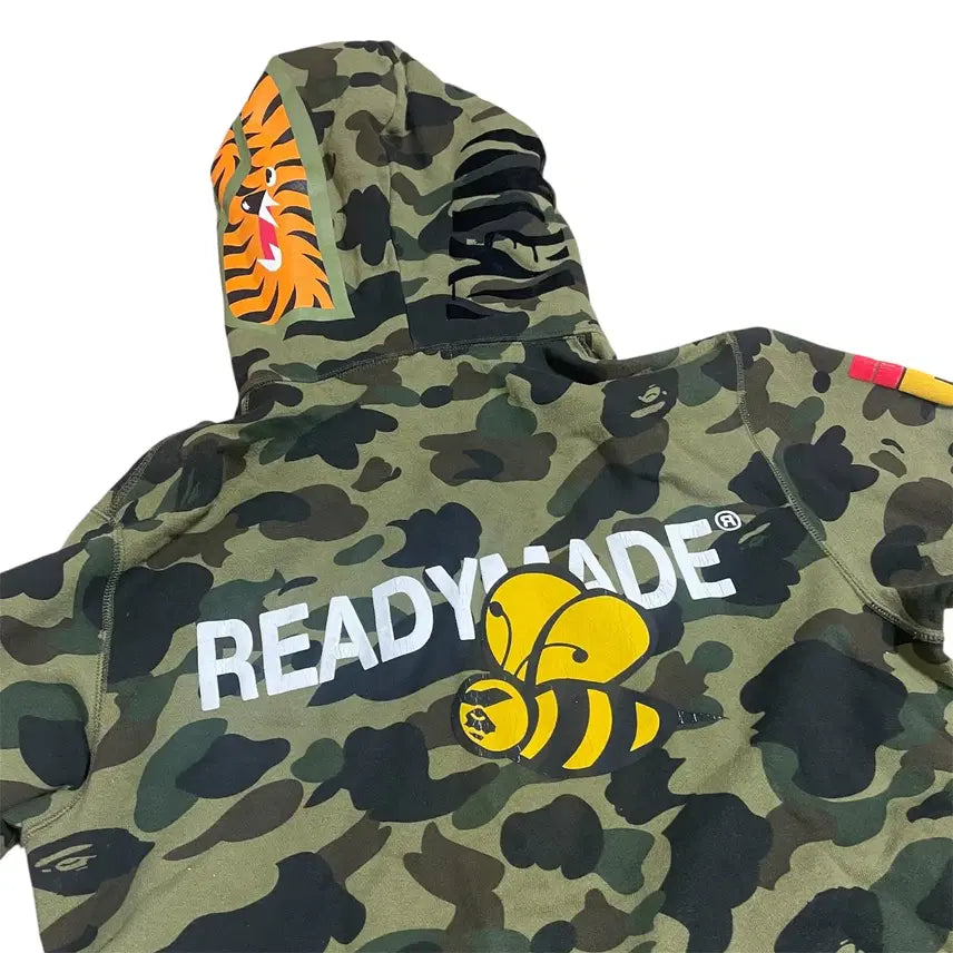 [BUNJANG] BAPE x READYMADE Tiger Shark Hooded Zip-up Jacket / M) 베이프 레디메이드 콜라보 타이거 샤크 후드 집업