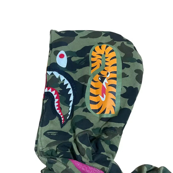 [BUNJANG] BAPE x READYMADE Tiger Shark Hooded Zip-up Jacket / M) 베이프 레디메이드 콜라보 타이거 샤크 후드 집업