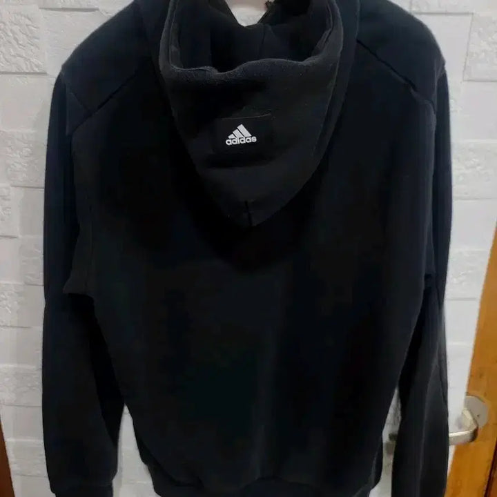 [BUNJANG] Adidas Big Logo Hoodie - Black - Size L / 아디다스 블랙 빅로고 후드티 기모 L