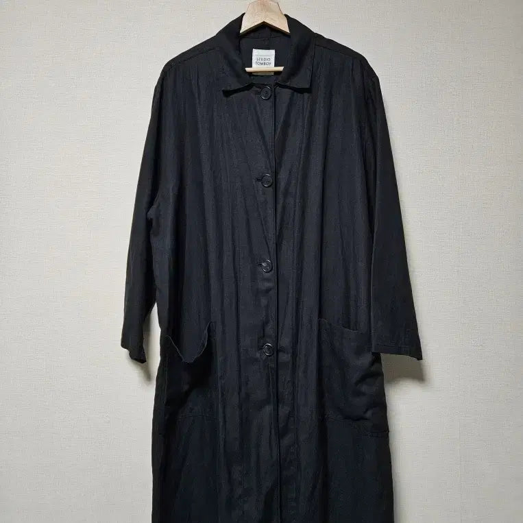 [BUNJANG] Studio Tomboy Outpocket Regular Collar Coat / 스튜디오 톰보이 블랙 아웃포켓 레귤러카라 코트 프리
