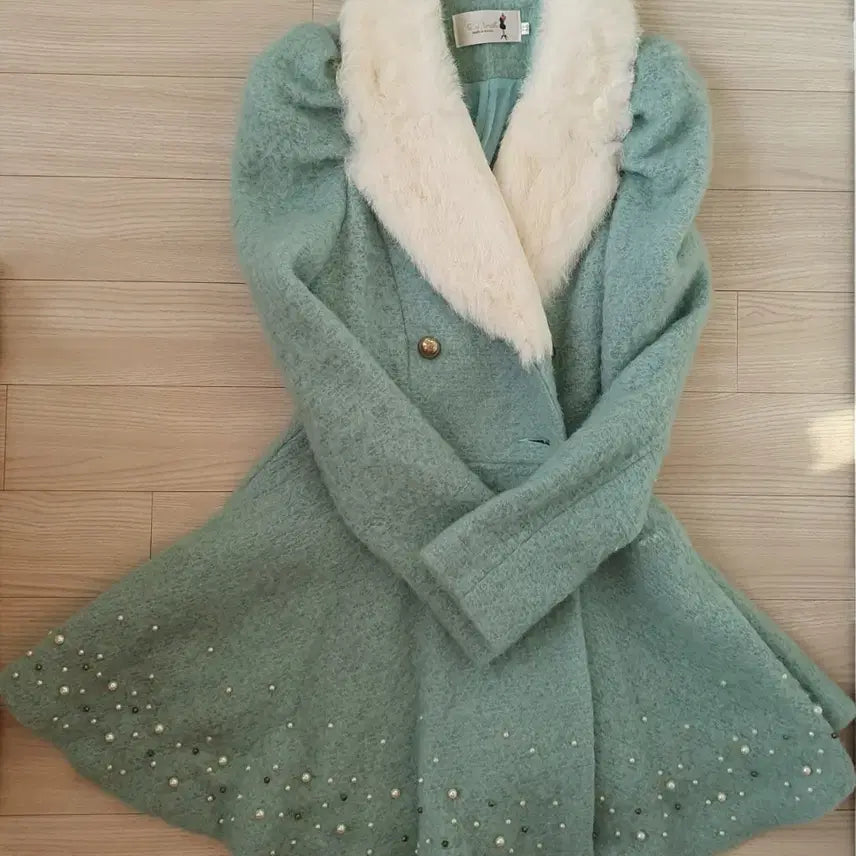 [BUNJANG] Unbranded Elsa Coat with Pearl Detail / 국내산 하비추천 55사이즈 진주 민트색 엘사 코트