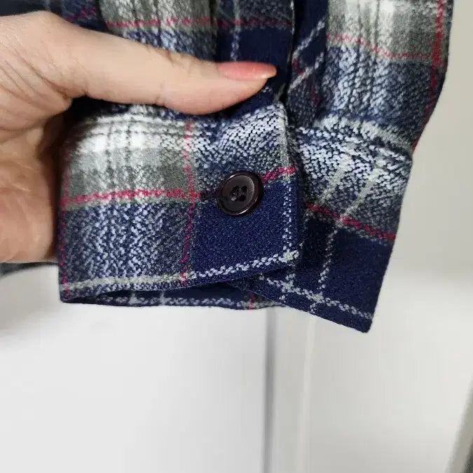 [BUNJANG] Unisex Navy Checkered Shirt / 남녀공용 네이비 체크 남방 셔츠