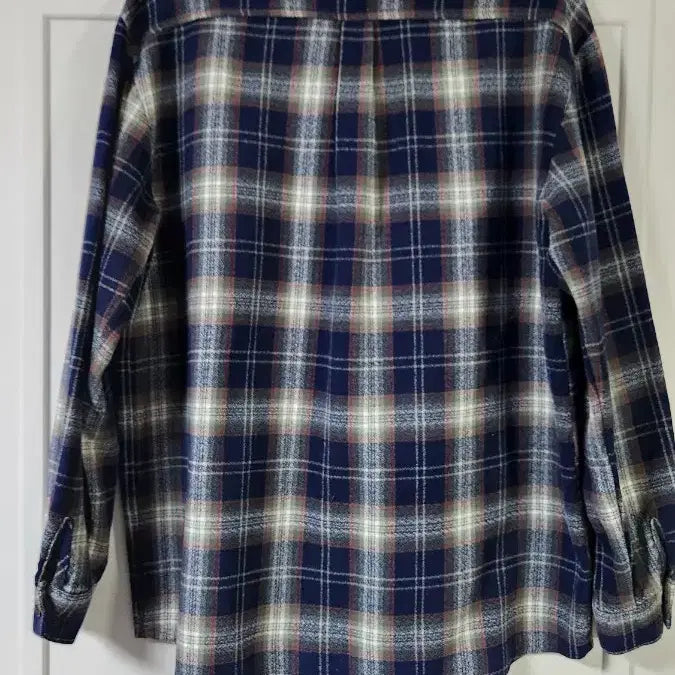 [BUNJANG] Unisex Navy Checkered Shirt / 남녀공용 네이비 체크 남방 셔츠