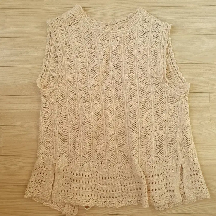 [BUNJANG] Balletcore Ivory Knit Vest Cardigan / 발레코어 아이보리 니트 조끼 베스트 가디건 끈 묶음
