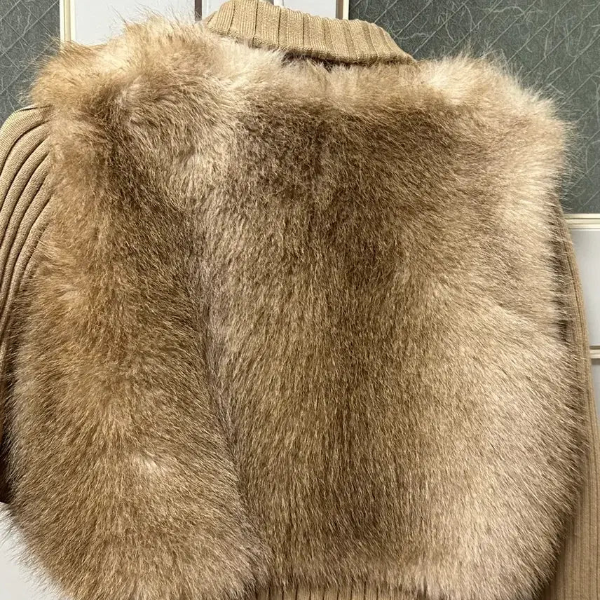[BUNJANG] Faux Fur Knit Zip-Up Cardigan / 에이블리 퍼 니트 집업 가디건