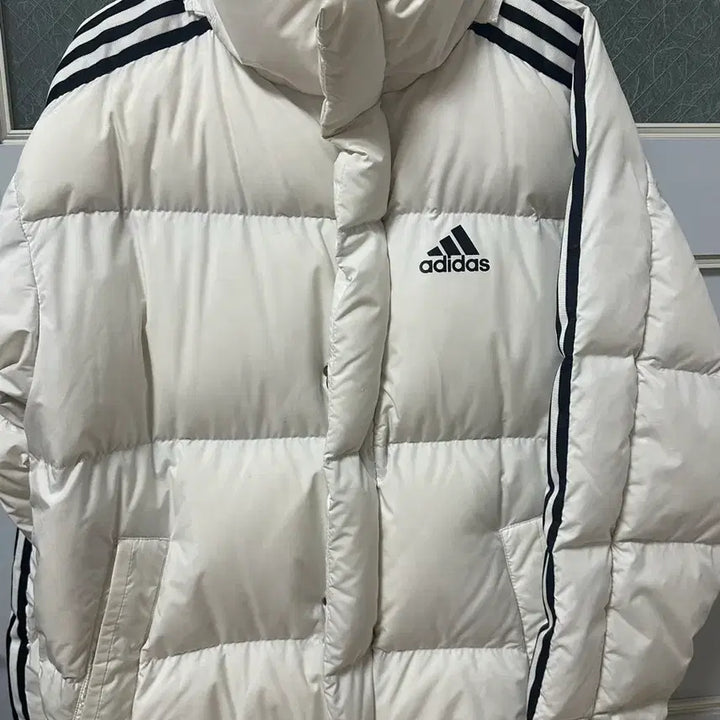 [BUNJANG] Adidas White 3-Stripes Padded Jumper / 아디다스 화이트 3선 패딩 점퍼