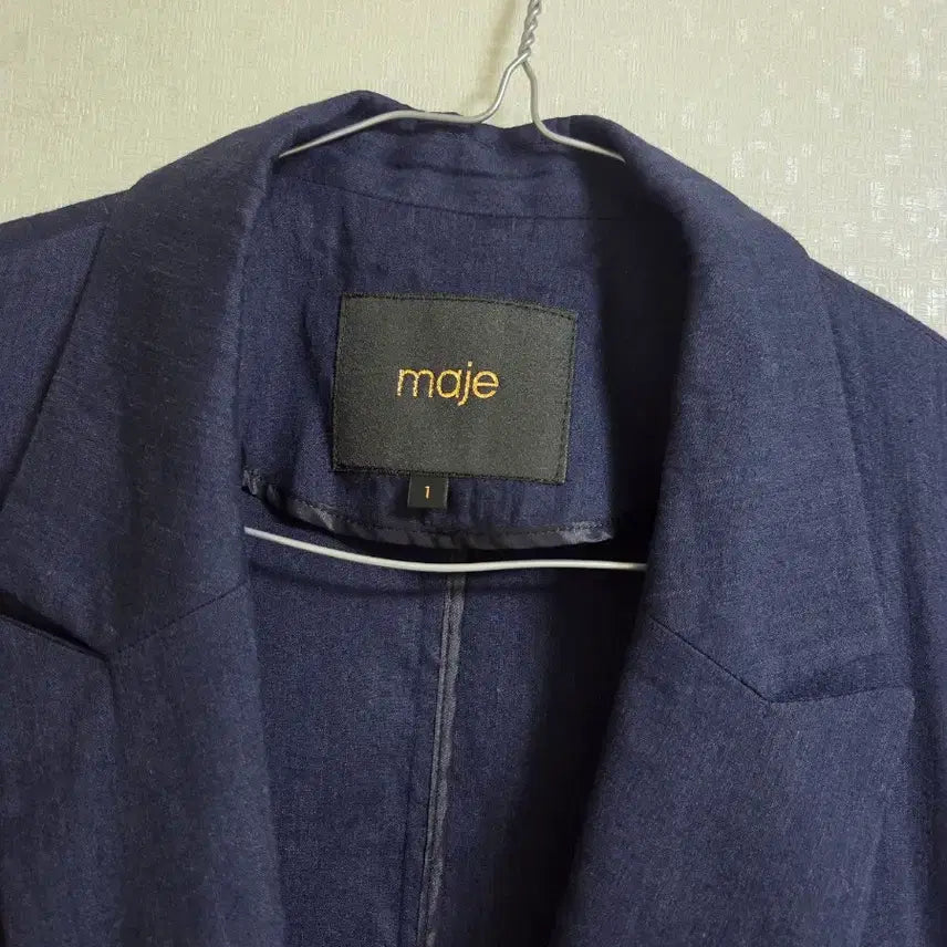 [BUNJANG] Maje Navy Linen Blend Jacket / 마쥬 네이비 린넨 혼방 자켓