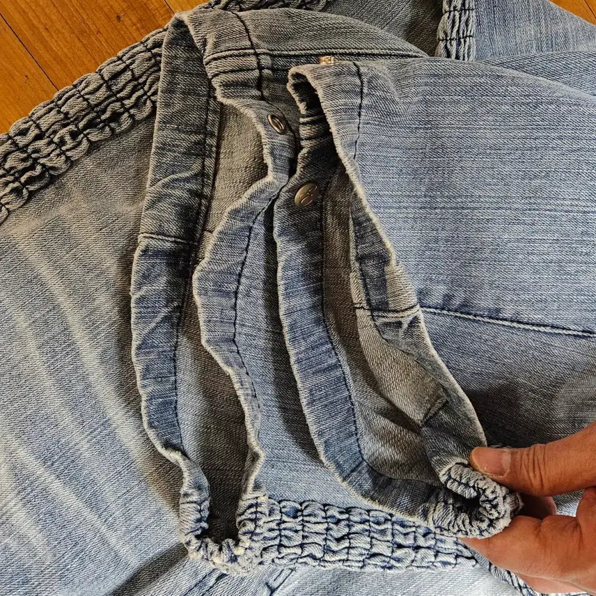 [BUNJANG] etce Smoking Detail Blue Jeans / 이티씨이 etce 스모킹 배기 청바지 블루