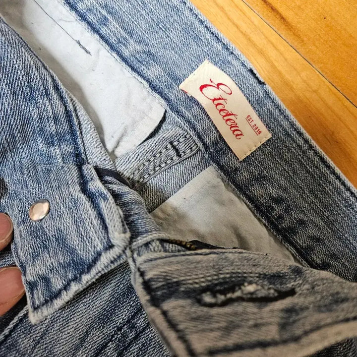 [BUNJANG] etce Smoking Detail Blue Jeans / 이티씨이 etce 스모킹 배기 청바지 블루