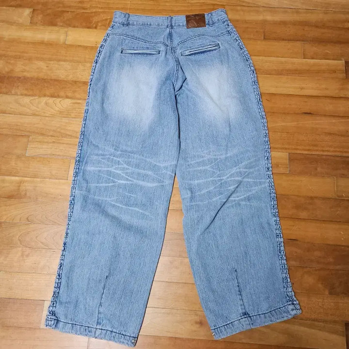[BUNJANG] etce Smoking Detail Blue Jeans / 이티씨이 etce 스모킹 배기 청바지 블루