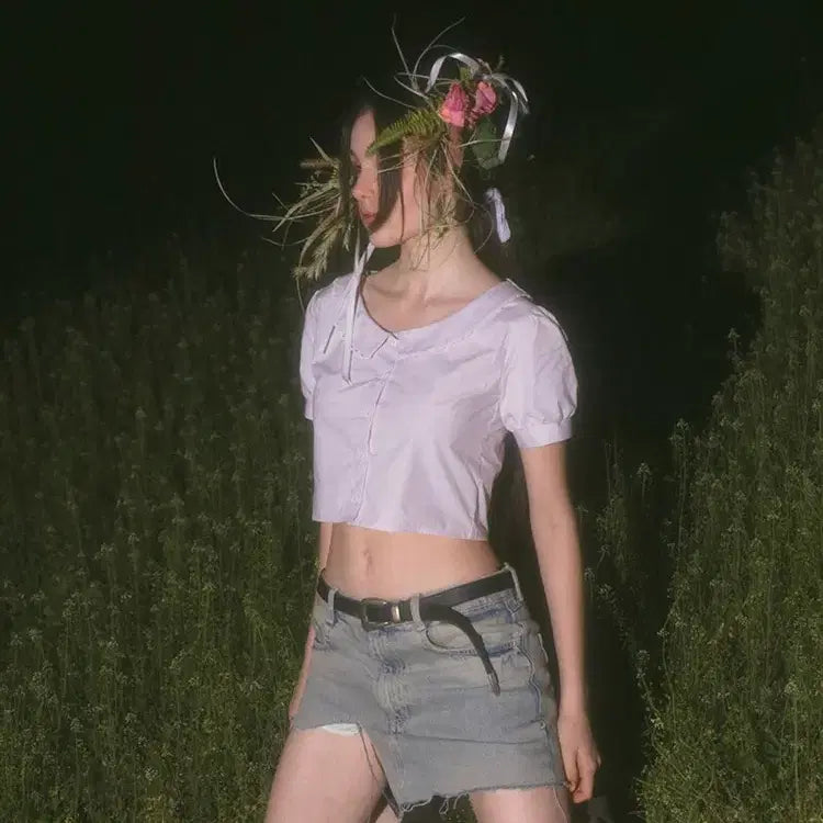 [BUNJANG] Letter From Moon Sunshine U-neck Blouse / 레터프롬문 선샤인 유넥 블라우스