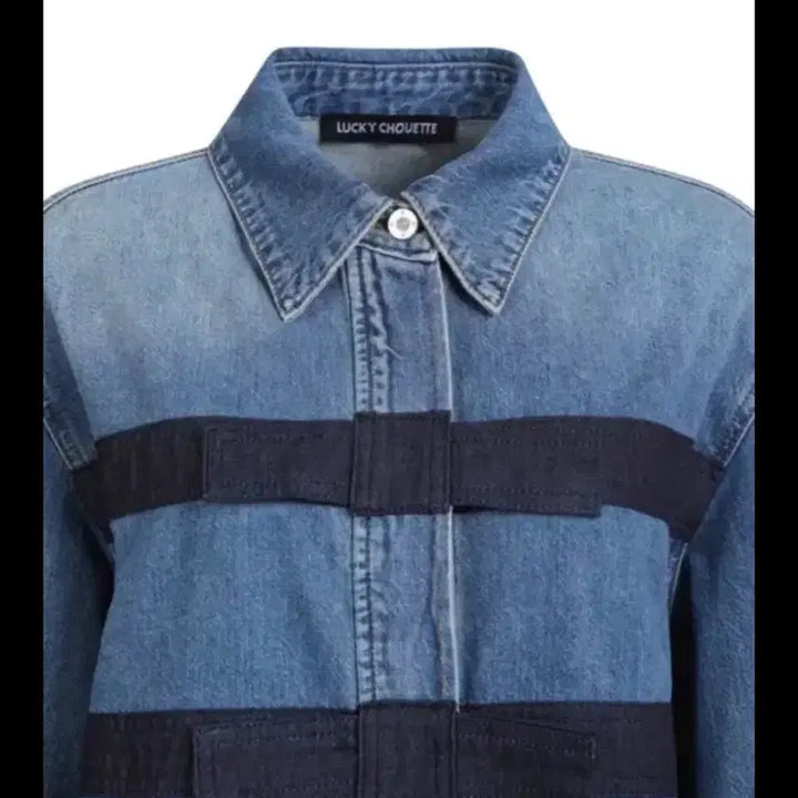 [BUNJANG] Lucky Chouette Denim Shirt Blouse 36 / 럭키슈에뜨 데님 셔츠 리본 블라우스 36