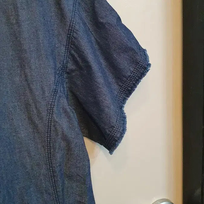 [BUNJANG] System Denim Ruffle Short Sleeve Dress / 특가  한섬 시스템데님  프릴반팔원피스 호칭82-94-160