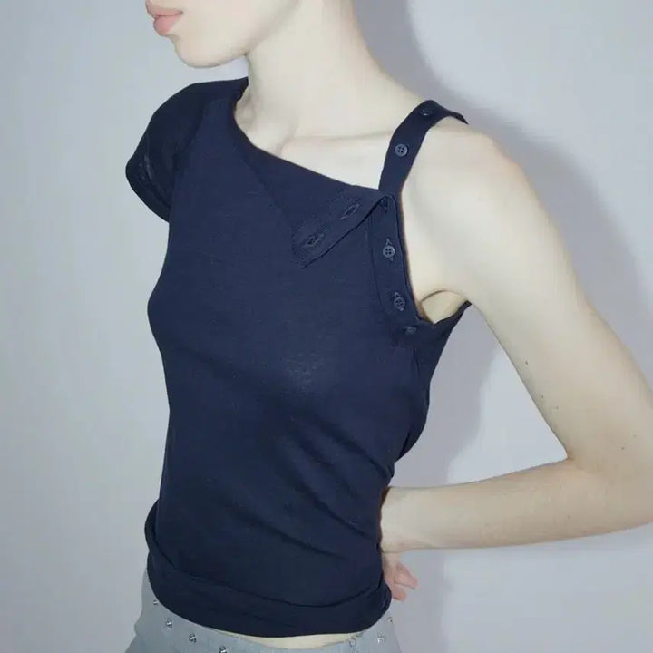 [BUNJANG] Paloma Wool Samir One Shoulder Button Sleeveless Top / (새상품)[S] 팔로마울 Samir 원 숄더 버튼 슬리브리스 탑