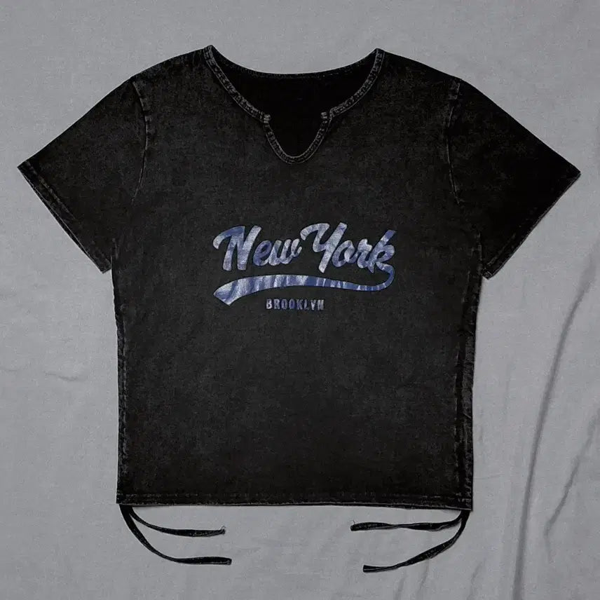 [BUNJANG] CRYX Pigment Shirred Notch Neck T-shirt / (F) 일본 빈티지 CRYX 피그먼트 셔링 노치넥 티셔츠