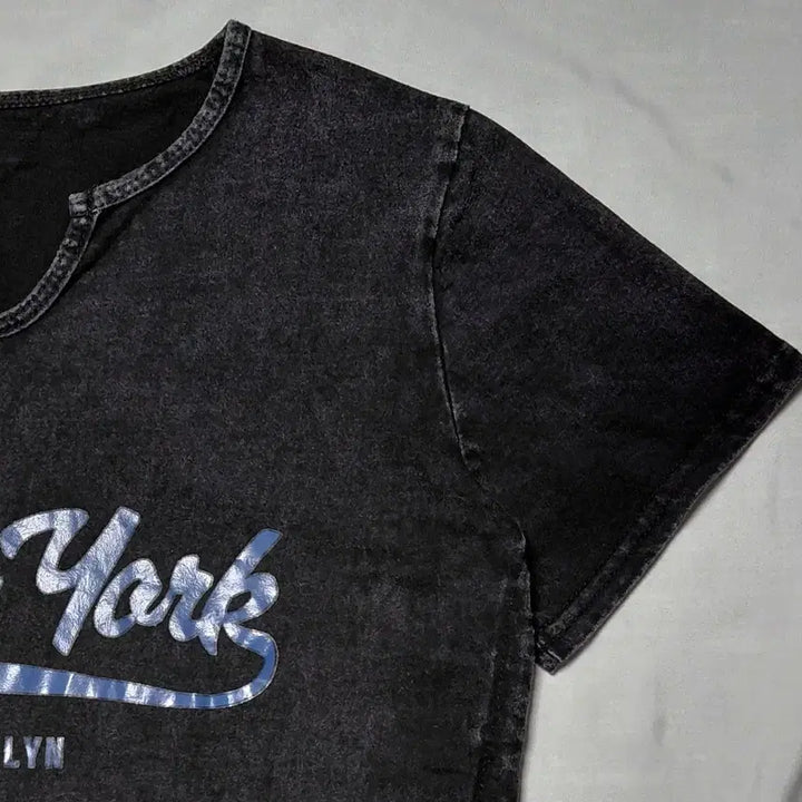 [BUNJANG] CRYX Pigment Shirred Notch Neck T-shirt / (F) 일본 빈티지 CRYX 피그먼트 셔링 노치넥 티셔츠