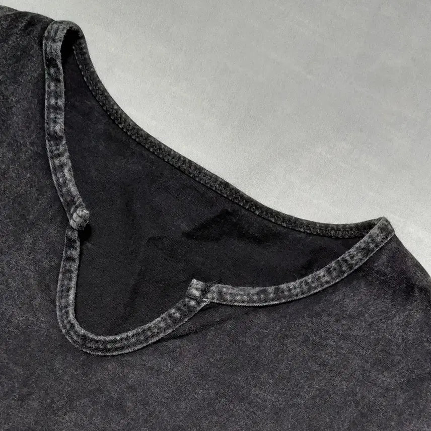 [BUNJANG] CRYX Pigment Shirred Notch Neck T-shirt / (F) 일본 빈티지 CRYX 피그먼트 셔링 노치넥 티셔츠