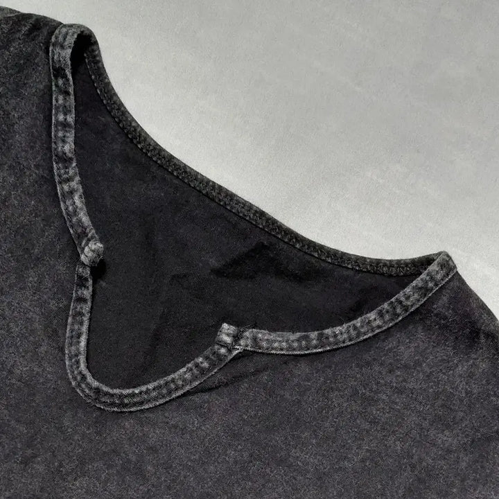 [BUNJANG] CRYX Pigment Shirred Notch Neck T-shirt / (F) 일본 빈티지 CRYX 피그먼트 셔링 노치넥 티셔츠