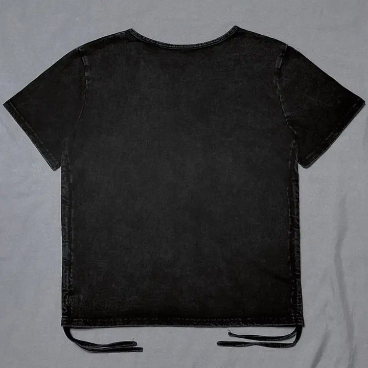 [BUNJANG] CRYX Pigment Shirred Notch Neck T-shirt / (F) 일본 빈티지 CRYX 피그먼트 셔링 노치넥 티셔츠