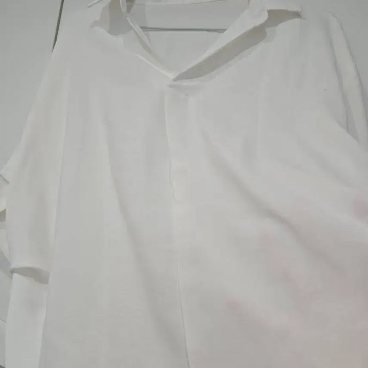 [BUNJANG] White Loose Fit 7-Sleeve Shirt / 화이트 루즈핏 7부 셔츠