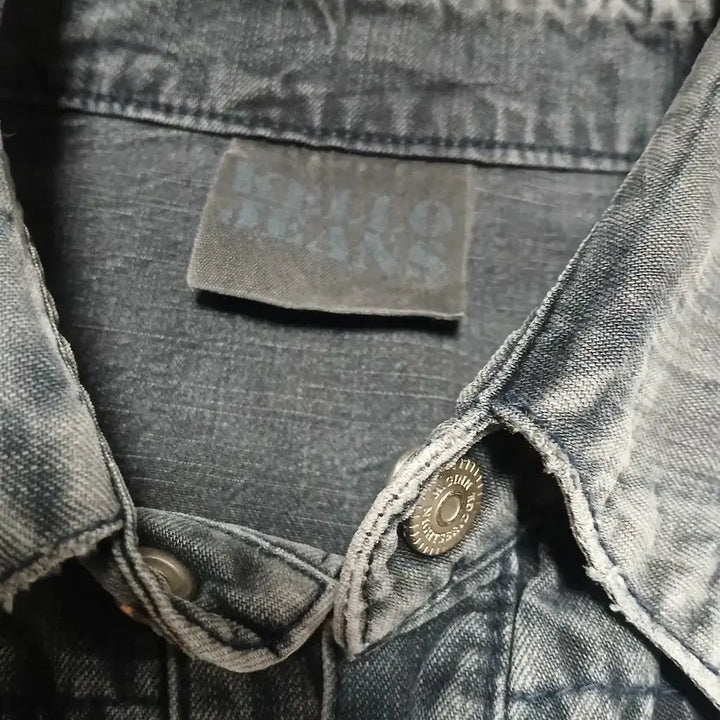 [BUNJANG] KELLO JEANS Washed Gray Denim Western Shirt / (약 100) KELLO JEANS 켈로진스 워싱그레이 데님 웨스턴셔츠